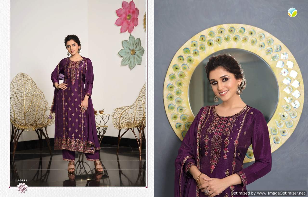 Vinay Tumbaa Zari Fancy Festive Wear Jacquard Kurti With Bottom And Dupatta Collection